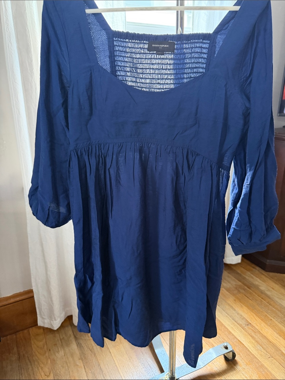 Banana Republic Navy Blue Smocked-Back Peasant Tunic